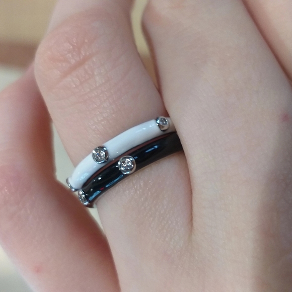 NEW Black Ceramic Stacking Ring | 925 Sterling Silver - Picture 13 of 16